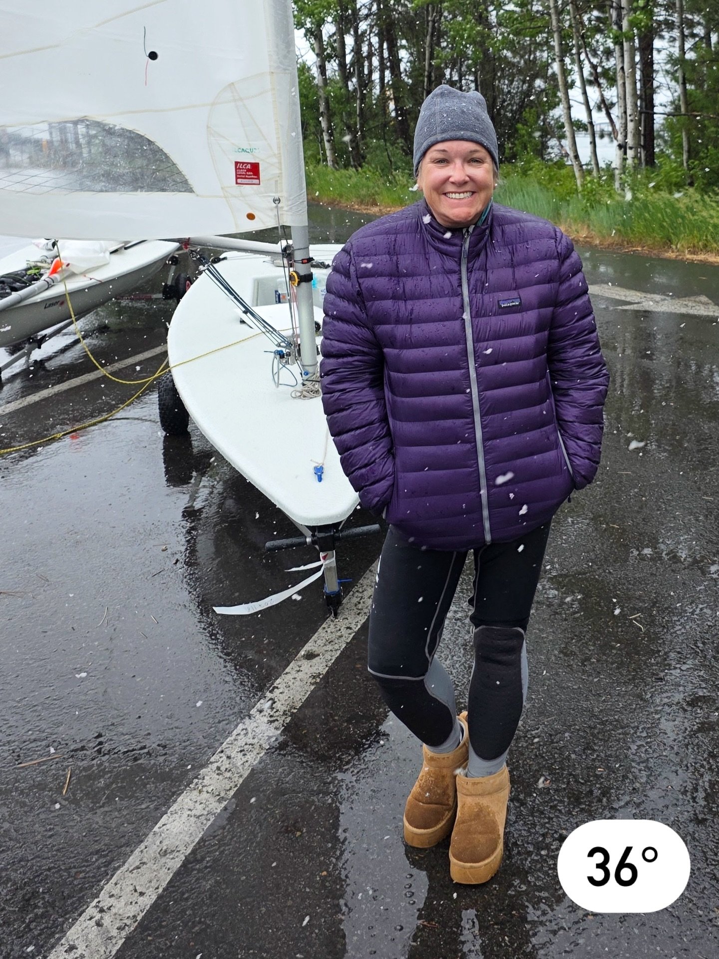 Well&hellip; that&rsquo;s a first ❄️⛵️
Day 2 of the Pacific Coast Champs is officially canceled due to SNOW. Yes, actual snow.
We came for breeze and got flurries instead.

Swipe through for:
🥶 one very cold sailor
☃️ snowflake catching shore crew
?