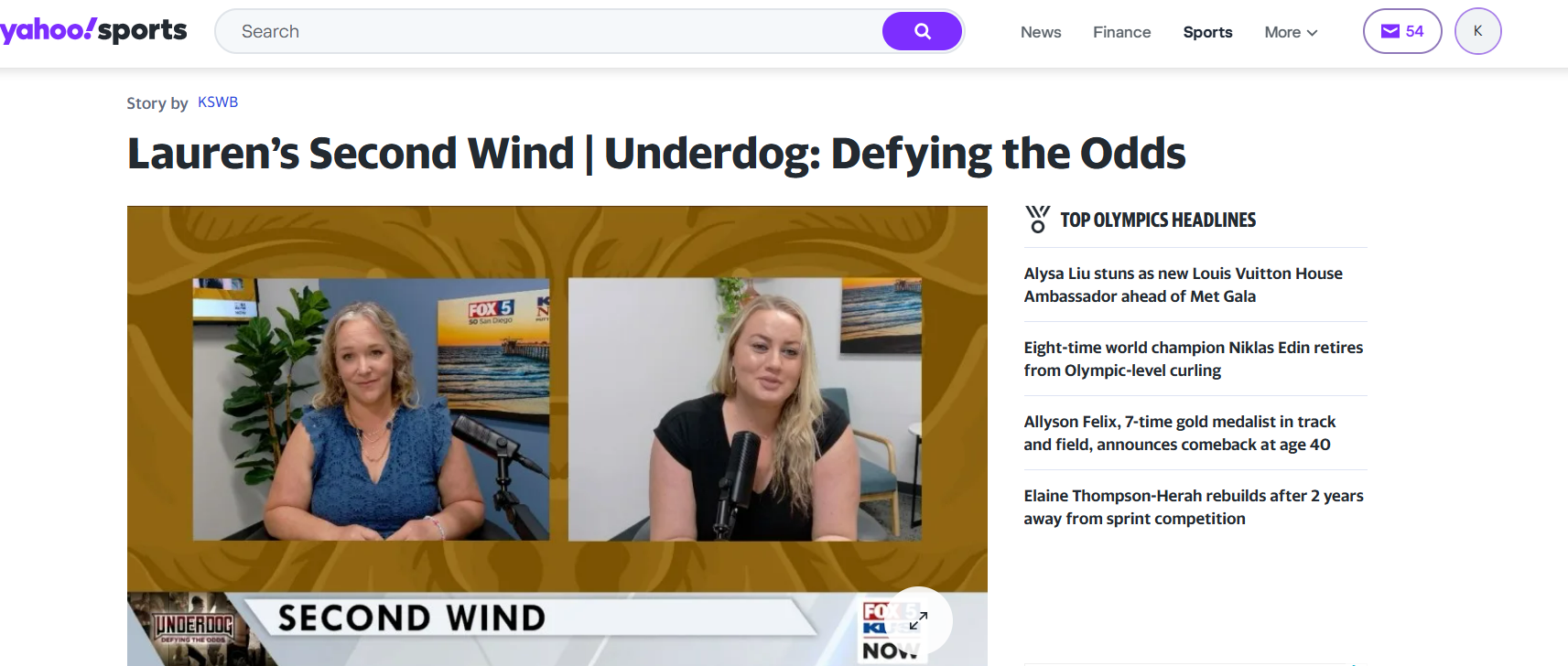 Yahoo! Sports Picks Up The Second Wind Story!!!