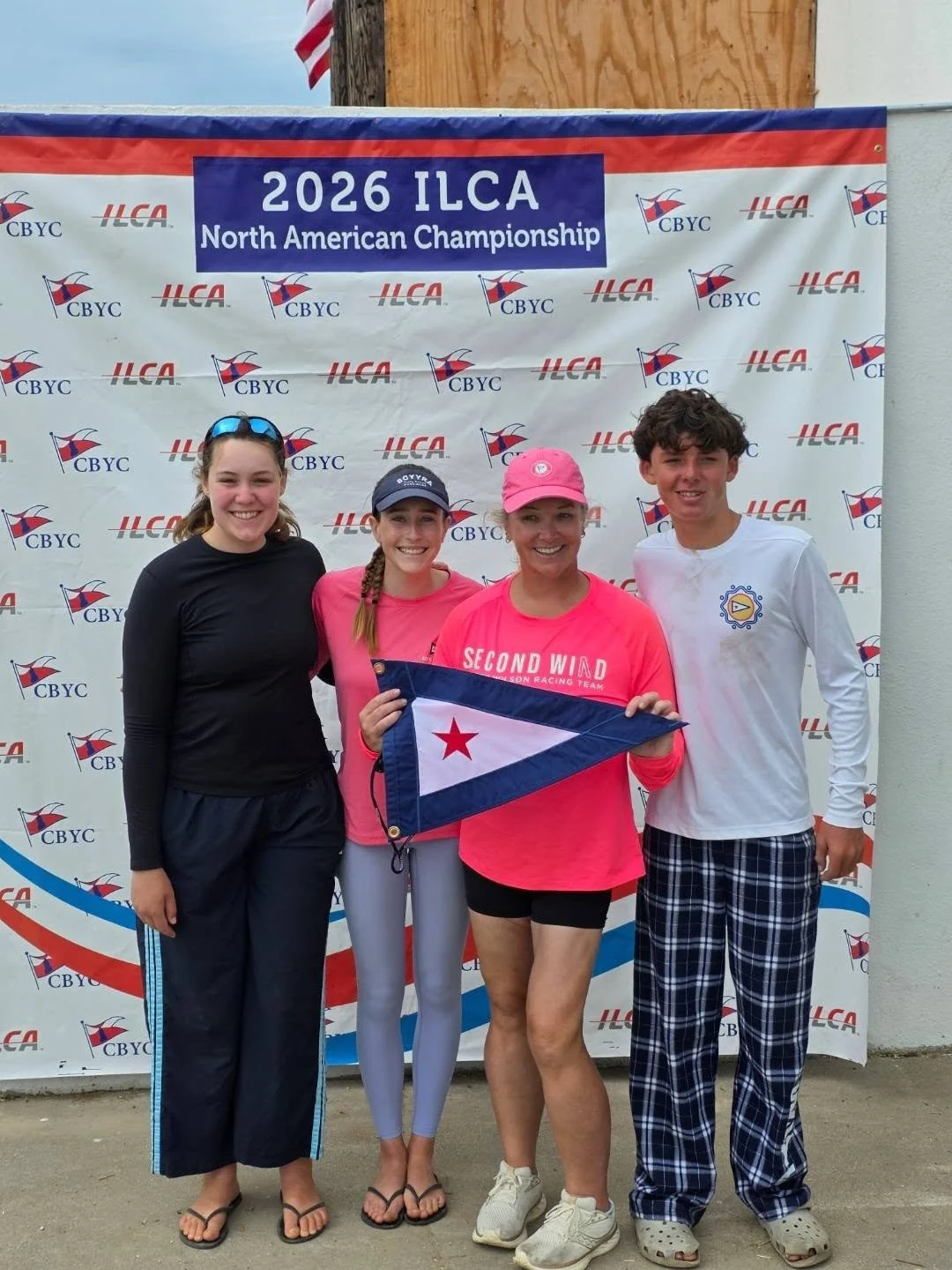 SDYC Crew at the ILCA North American Championships! Maddie Mitchell, Maggie Ugoretz, Me, and Fenton Wallace. @sdycjuniors are a good group!