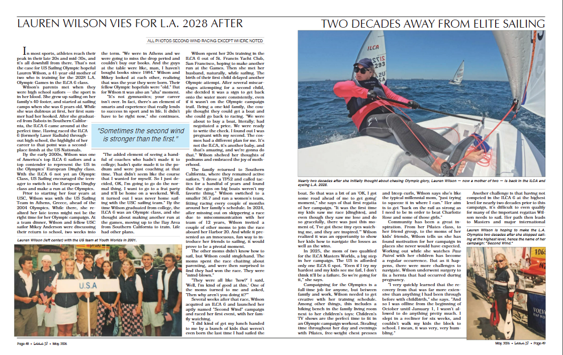 Lauren Wilson featured in Latitude 38 Print edition for May 2026