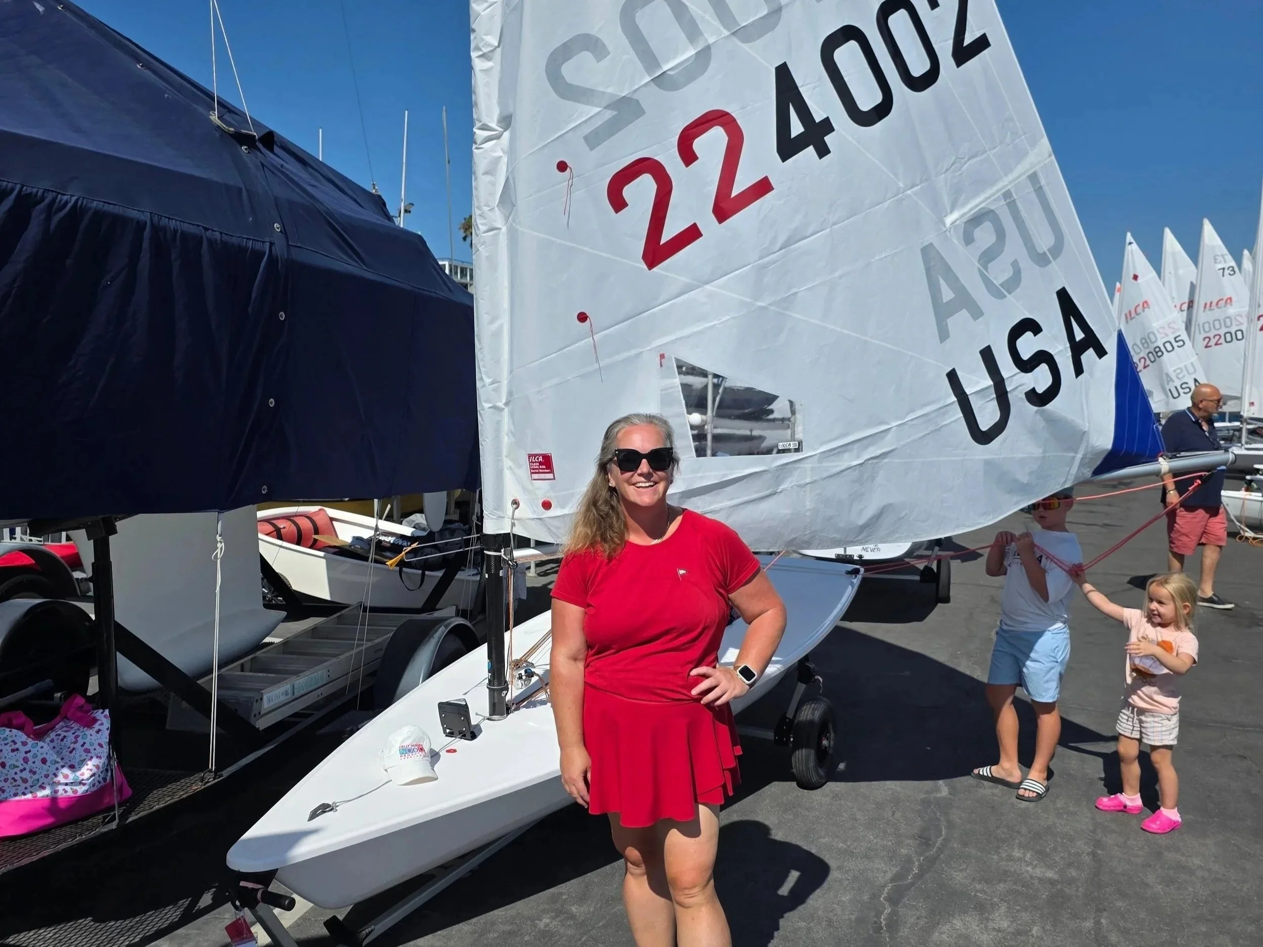 Lauren Wilson and her Olympic-class ILCA 6 sailboat, Second Wind