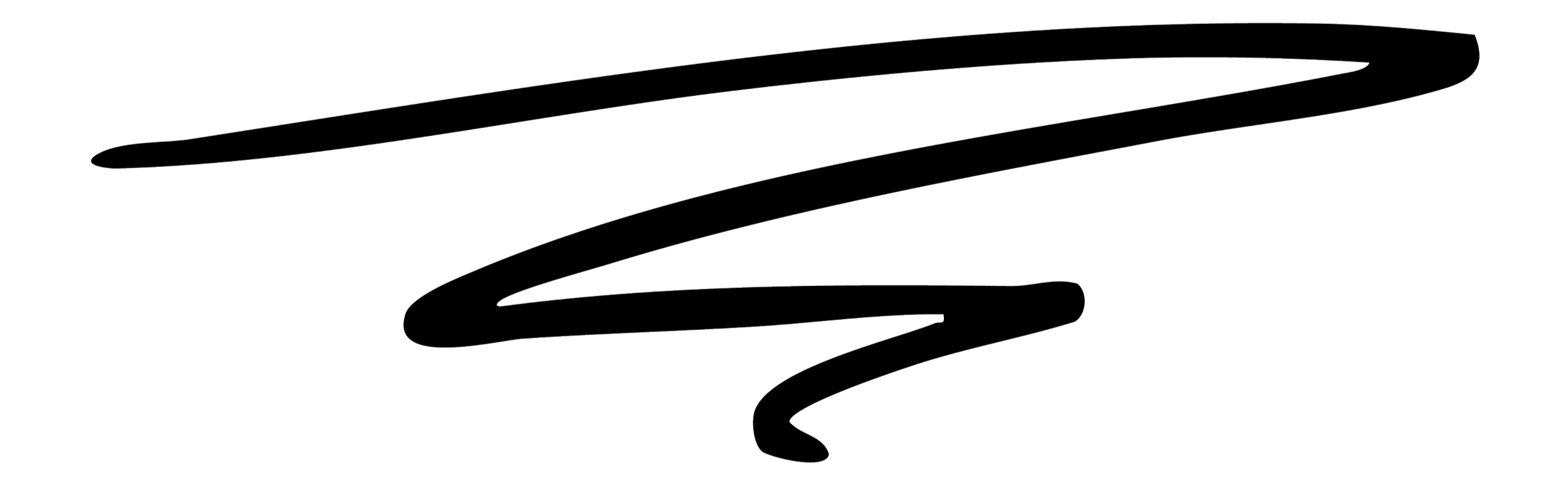 Black signature-style squiggly lines on a white background.