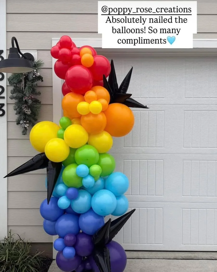 Birthday balloons for a super cool 4 year old based on the Numberblocks cartoon. I love the soft rainbow colors! 
#poppyrosecreations #ballooncolumns #balloonstylist #middletn #balloons #smallbusiness #balloondecor #numberblocksparty #numberblocksbir