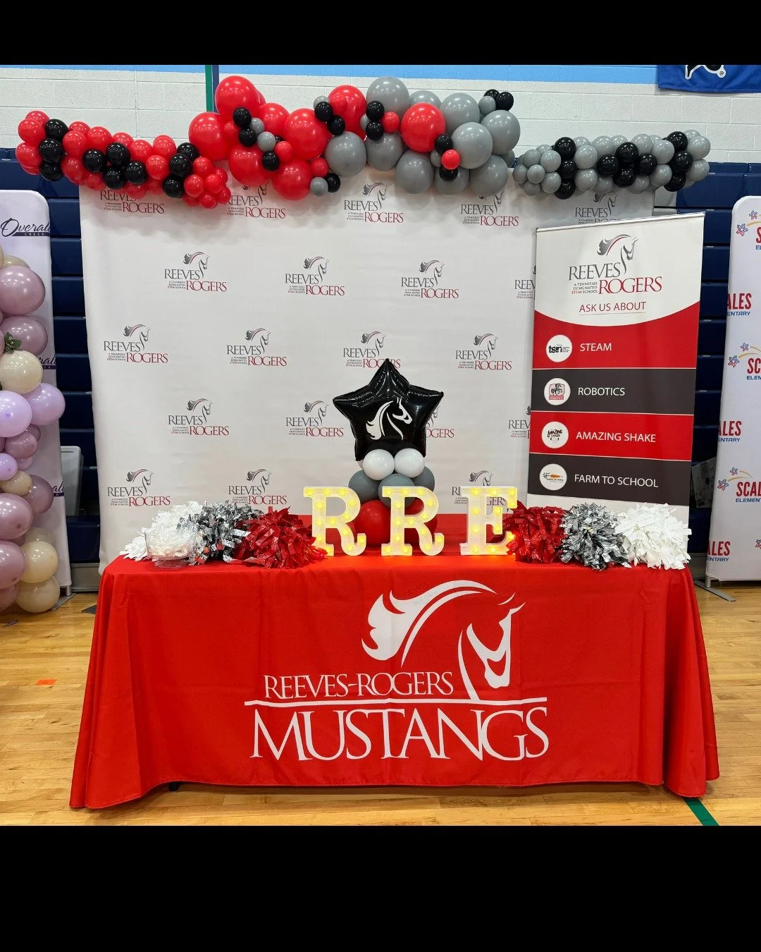 MCS job fair. I was able to provide balloons for 2 different schools. I wish I could take credit for the cute little astronaut, but he was added by the school. Adorable!
...
Hobgood: Tuftex Monet, Decomex Midnight Blue, Decomex Standard Red
Reeves: D