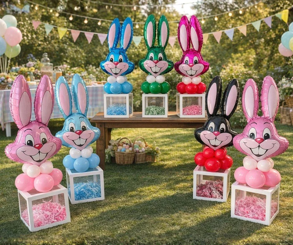 Dropped off this fluffle of bunny balloons today with a small bunny cup as a gift for being such a good customer! There is still time to order in time for Easter Sunday. Large bunny balloon in light pink is sold out, but all other colors are availabl