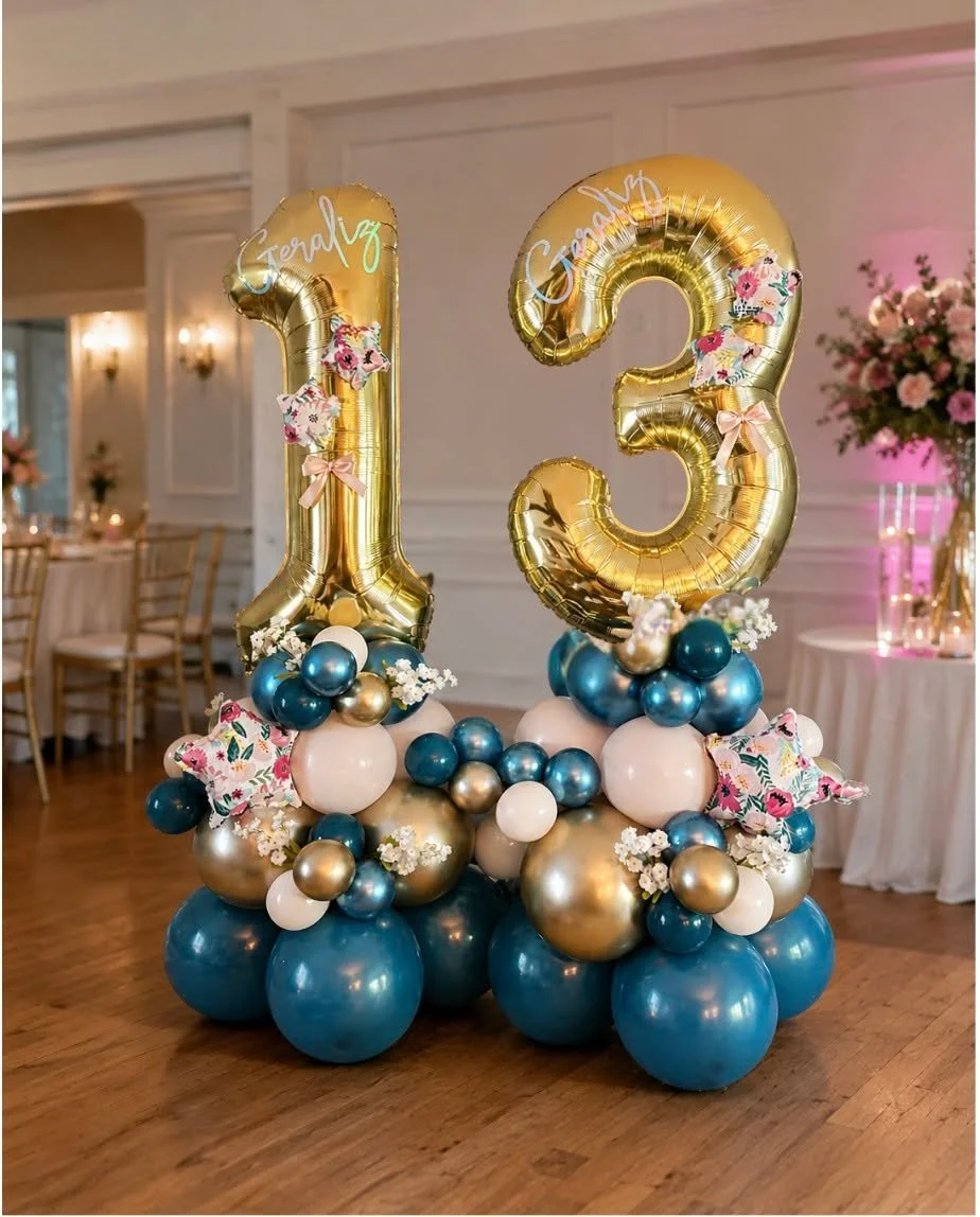 I love making balloons for people I know, but it is extra special when I get to create one for one of my former students. Happy 13th birthday to a sweet teenager!! Floral balloons are custom made fabric covered stars which is the newest balloon trend