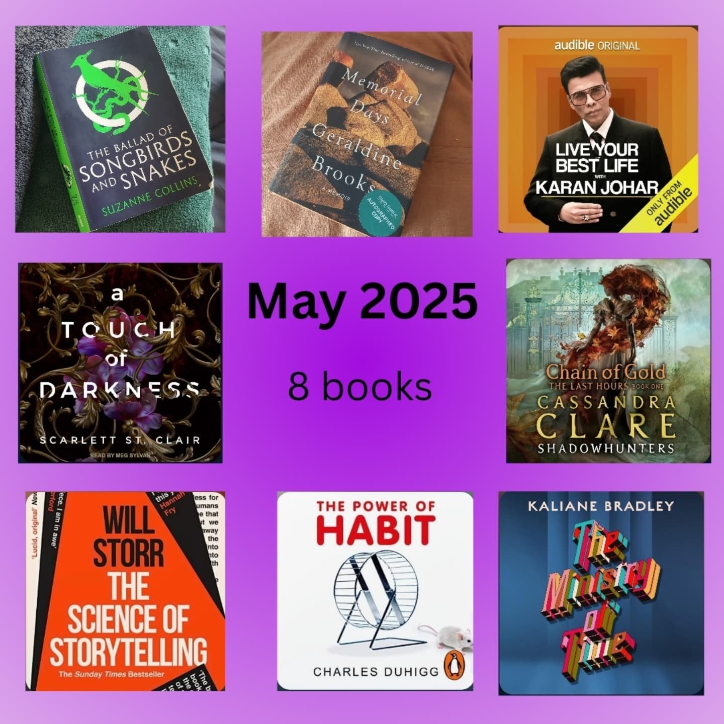 May 2025 - Re-reads and audiobooks
I spent a bit of time travelling then getting sick in May so I consumed more audiobooks than physical books.
It could be why I re-'read' / listen to:
🤍A Touch of Darkeness' by Scarlett St Clair - a retelling of