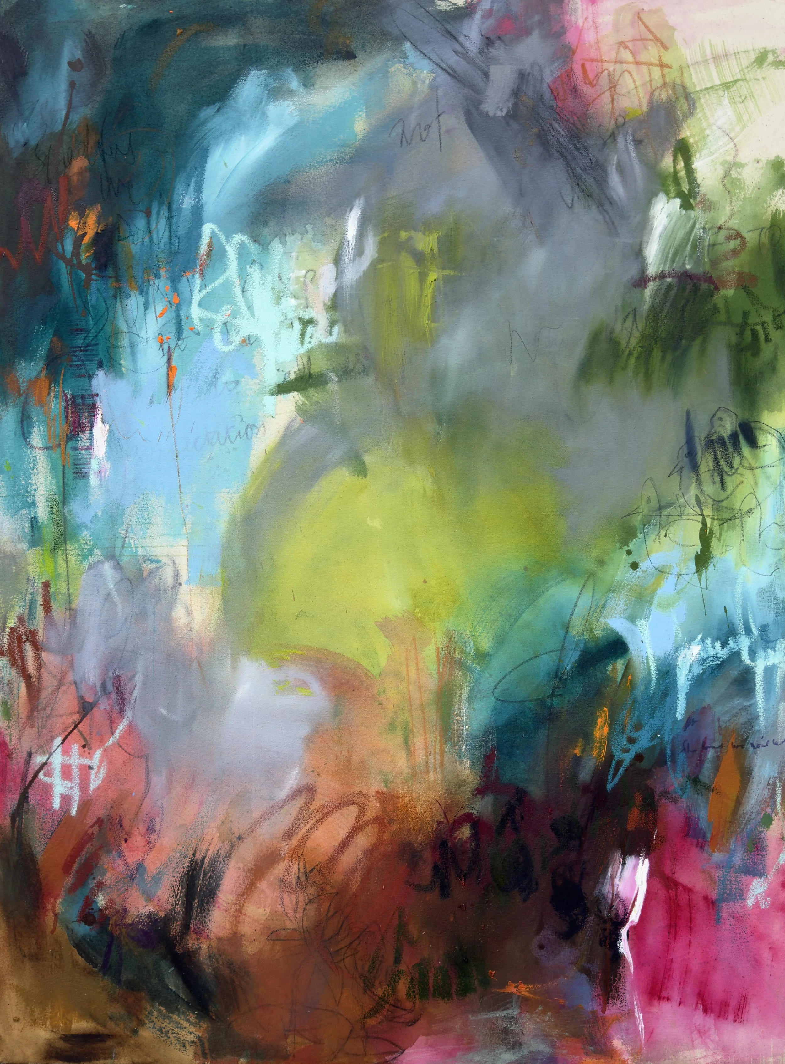 Shadows We Don't Cast, 2026, mixed media on canvas, 48x36 inches
