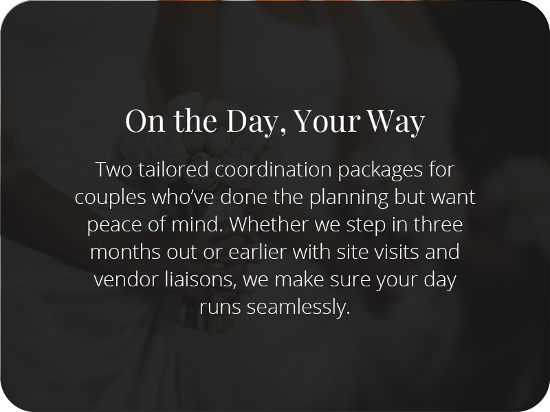 Wedding Day Coordination Hover