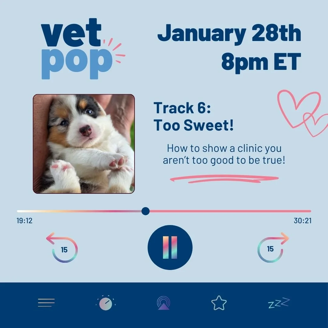 Recap of Track 6: Too Sweet

How to show a clinic you aren’t too good to be true!🐾