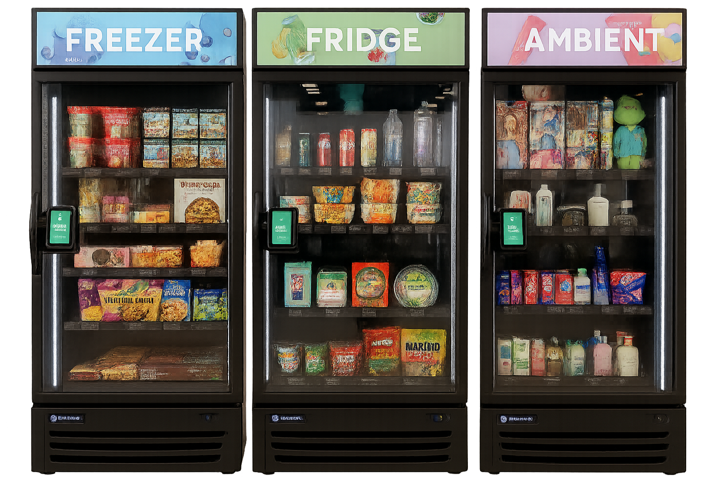 Full Market Trio - Tap And Go Markets - Ambient Fridge Freezer