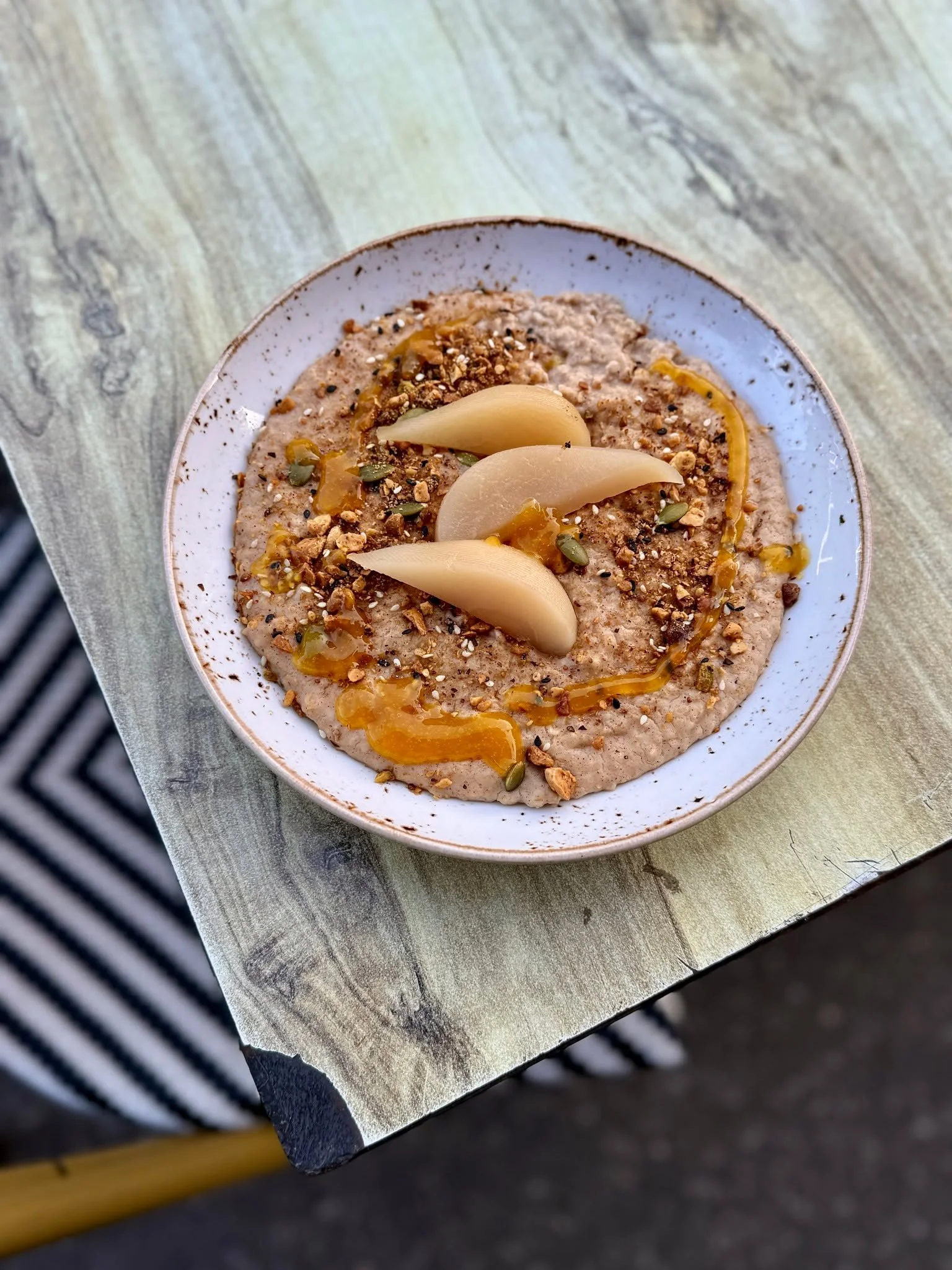 This weekend, sleep in a little longer, then head to Sons of Mary for a leisurely brunch.

Our Poached Pear Porridge, topped with sweet mixed nut dukkah and persimmon glaze, is the perfect way to warm up on a winter's morning.

Pair it with your favo