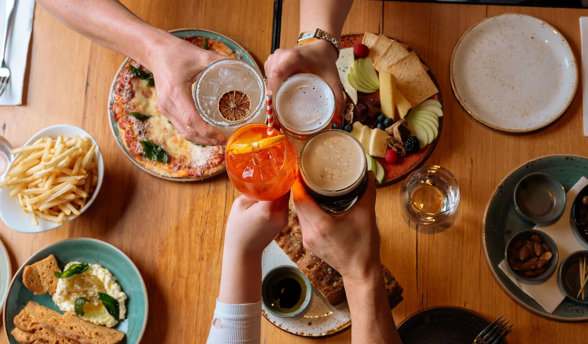 If you needed an excuse for an afternoon drink, this is it: our Happy Hour starts now.

Join us Monday to Saturday from 3-5:30pm for $15 Margaritas and Aperol Spritzes, $8 select wines and schooners, $12 Guinness and $16 Negronis, plus snacks that pa