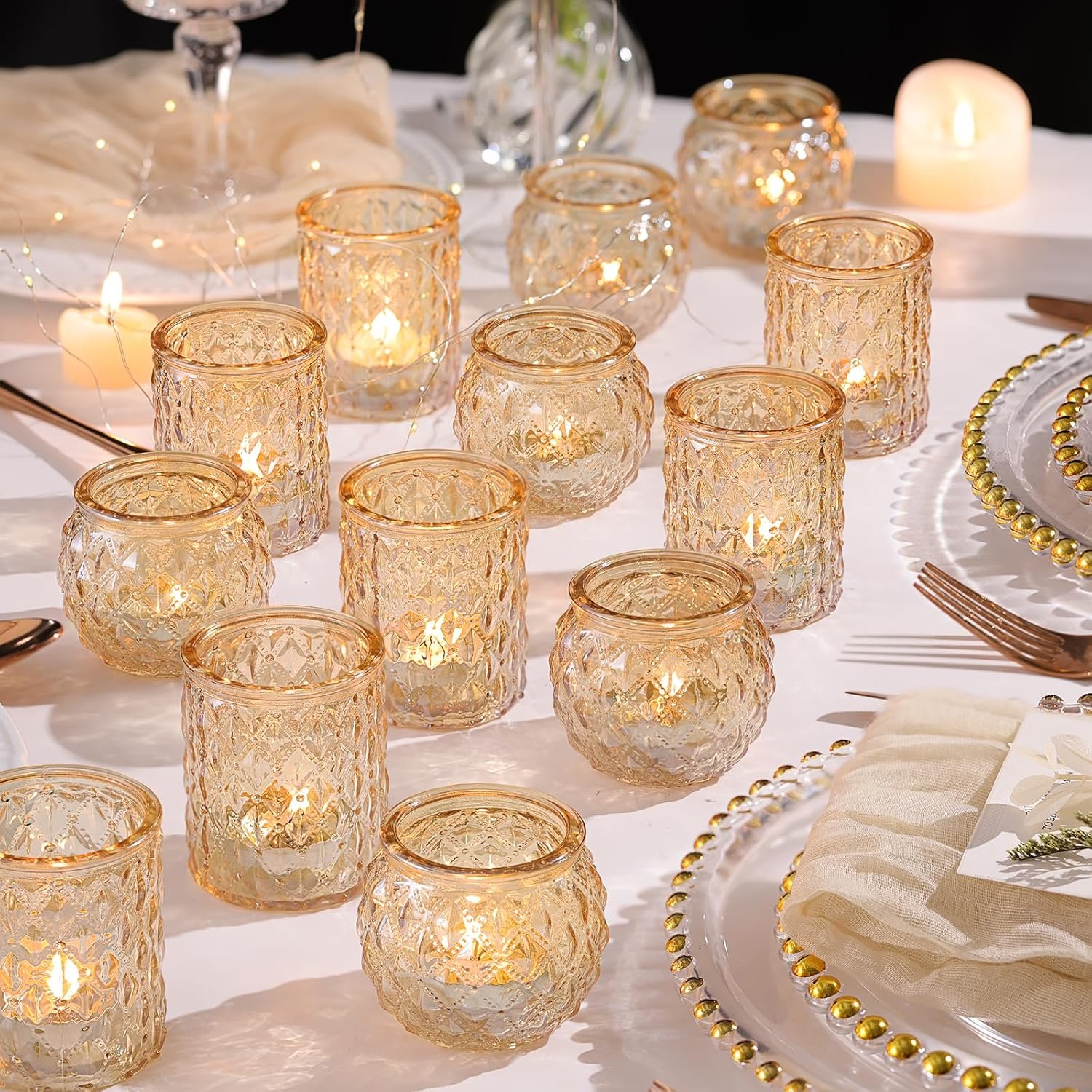 Gold Glass Votive Candle and Tea Light Candle Holders