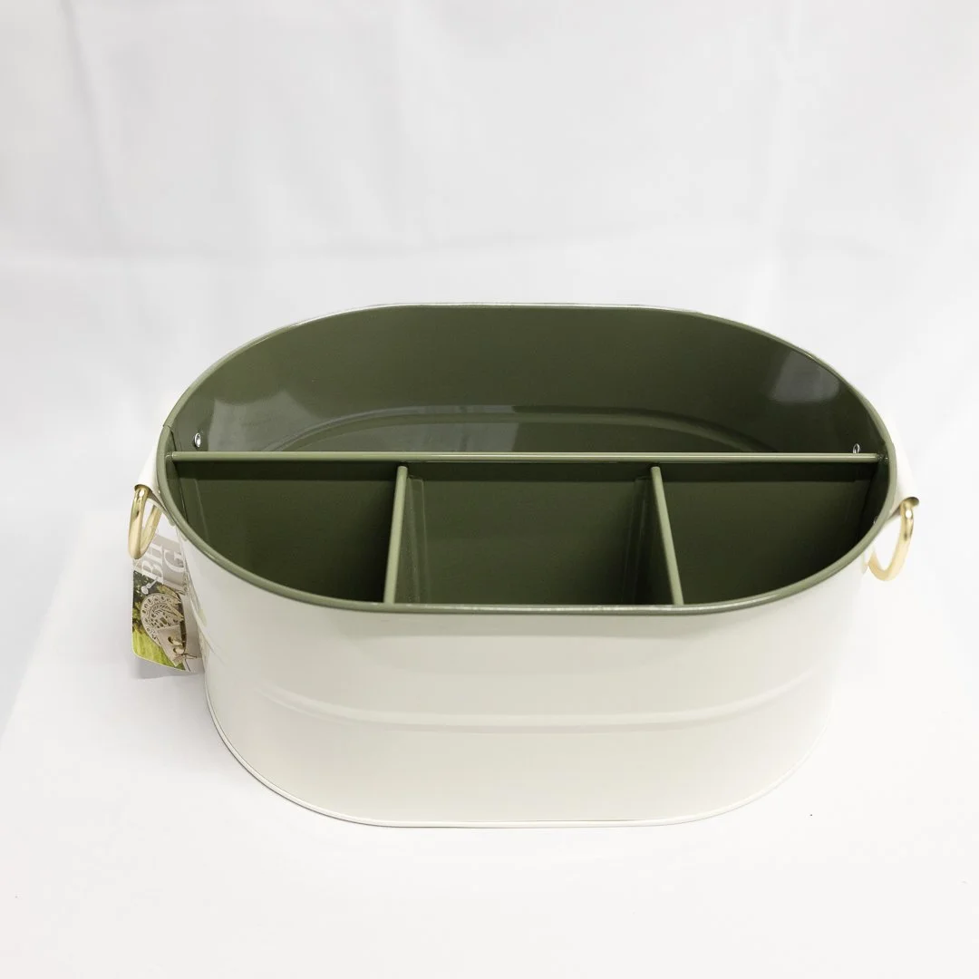 2-Tone Galvanized Cream and Green Caddy