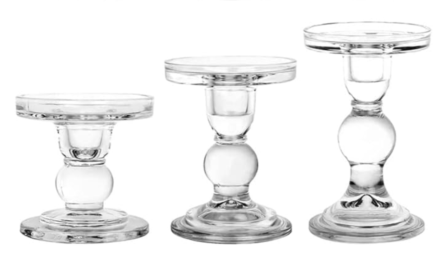 Classic Glass Candle Holders, 3-Piece Set