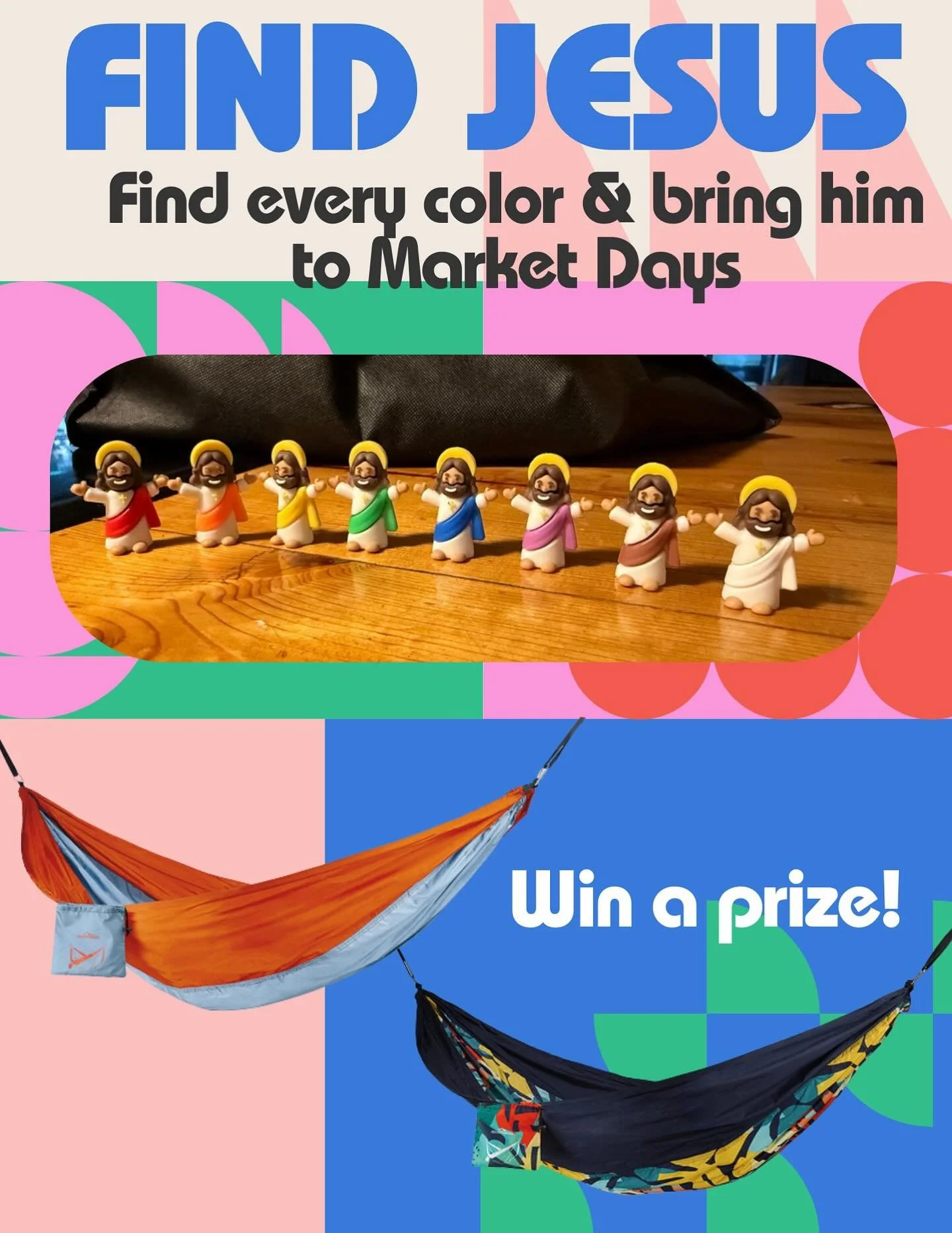 Have you seen the tiny Jesus figures all over campus today? By tomorrow night there will be 500 of them spread around campus! If you find one in every color and bring them to Market Days on Wednesday, you&rsquo;ll get a prize! 👀 

#jcm #campusminist