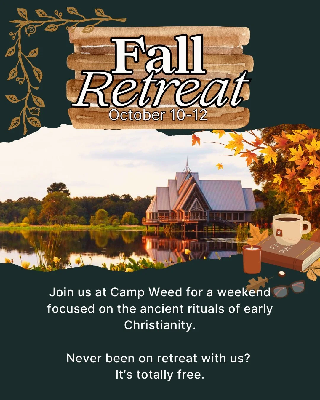 🌲✨ Fall Retreat @ Camp Weed! ✨🌲
October 10&ndash;12, 2025

Get away for the weekend with JCM! Good food, campfires, games, hammocks, worship, and a chance to breathe in God&rsquo;s creation.

🛏️ Where we&rsquo;re staying:
A big staff cabin&mdash; 