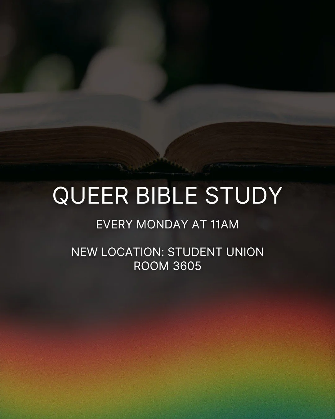 Join us to chat about Jacob wrestling an angel (another Genesis story) at Queer Bible Study! Remember that we are in a new location at the Student Union, on the third floor in room 3605... it's a small conference room! We will still have coffee, but 