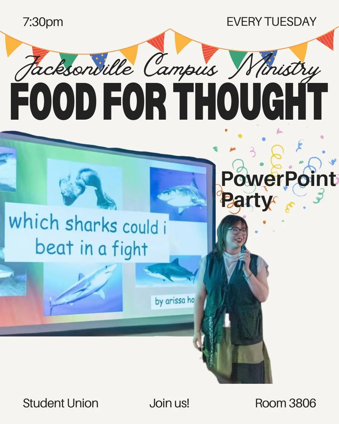 Join us for a PowerPoint Party at Food for Thought tonight! Email us your PowerPoint and we will add it to the line-up (🔗 in the bio)! Keep it to about five minutes and we will get through a bunch of them together! (Oh and we are having pizza for di