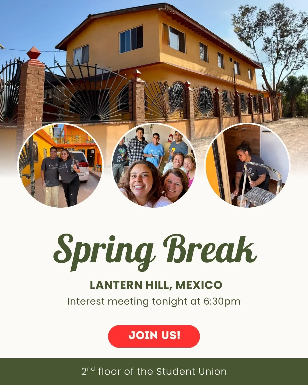 Are you interested in joining us for our Spring Break trip in 2026?? Come hang out in that weird glass study room around 6:30pm tonight on the 2nd floor of the Student Union! I'll have some good general information about the trip and you can begin to