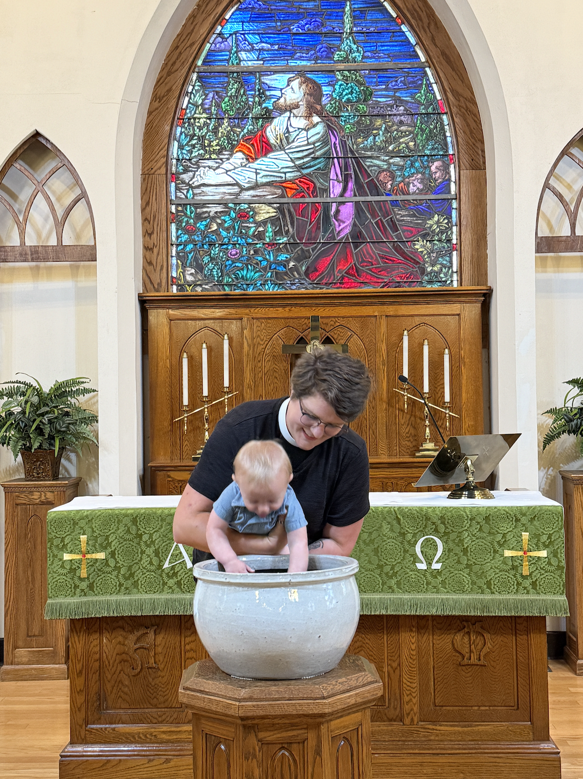 Then the baptism began