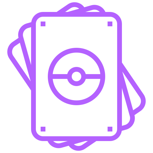 Outline of a deck of playing cards with a circular symbol in the center.