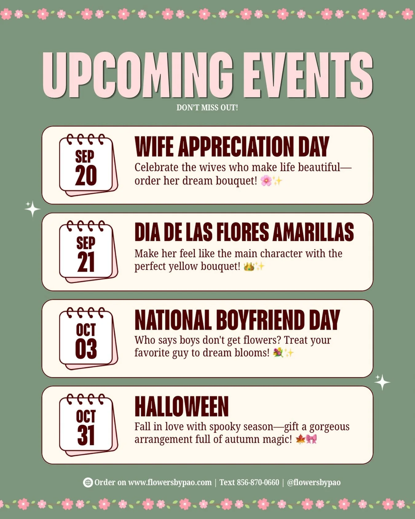 Theres so many reasons why they deserve flowers, but here&rsquo;s some upcoming events that make the perfect excuse 🤭💐

#flowers #bouquet