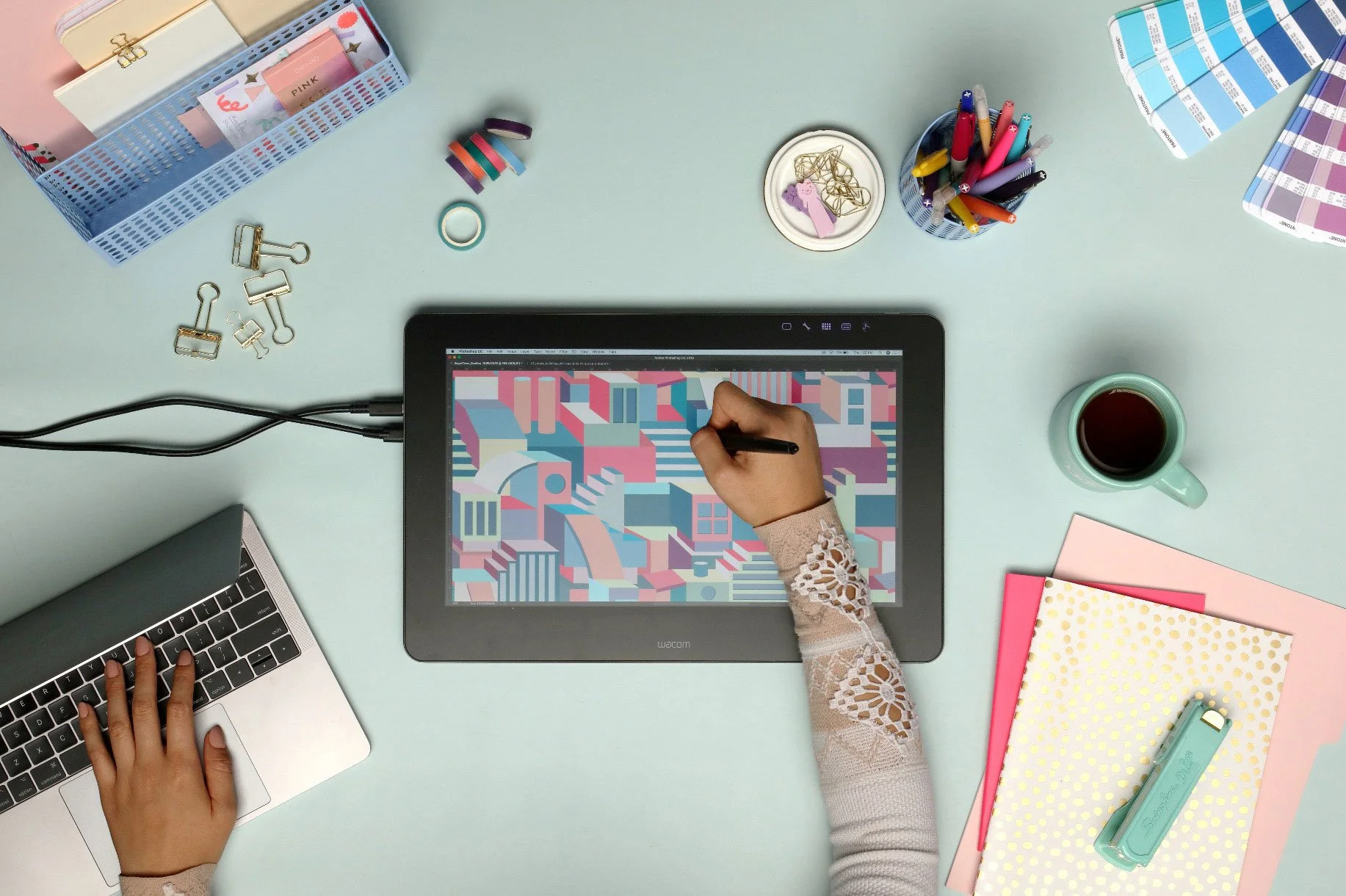 View of a digital artist, showing the Astek design team’s versatility.