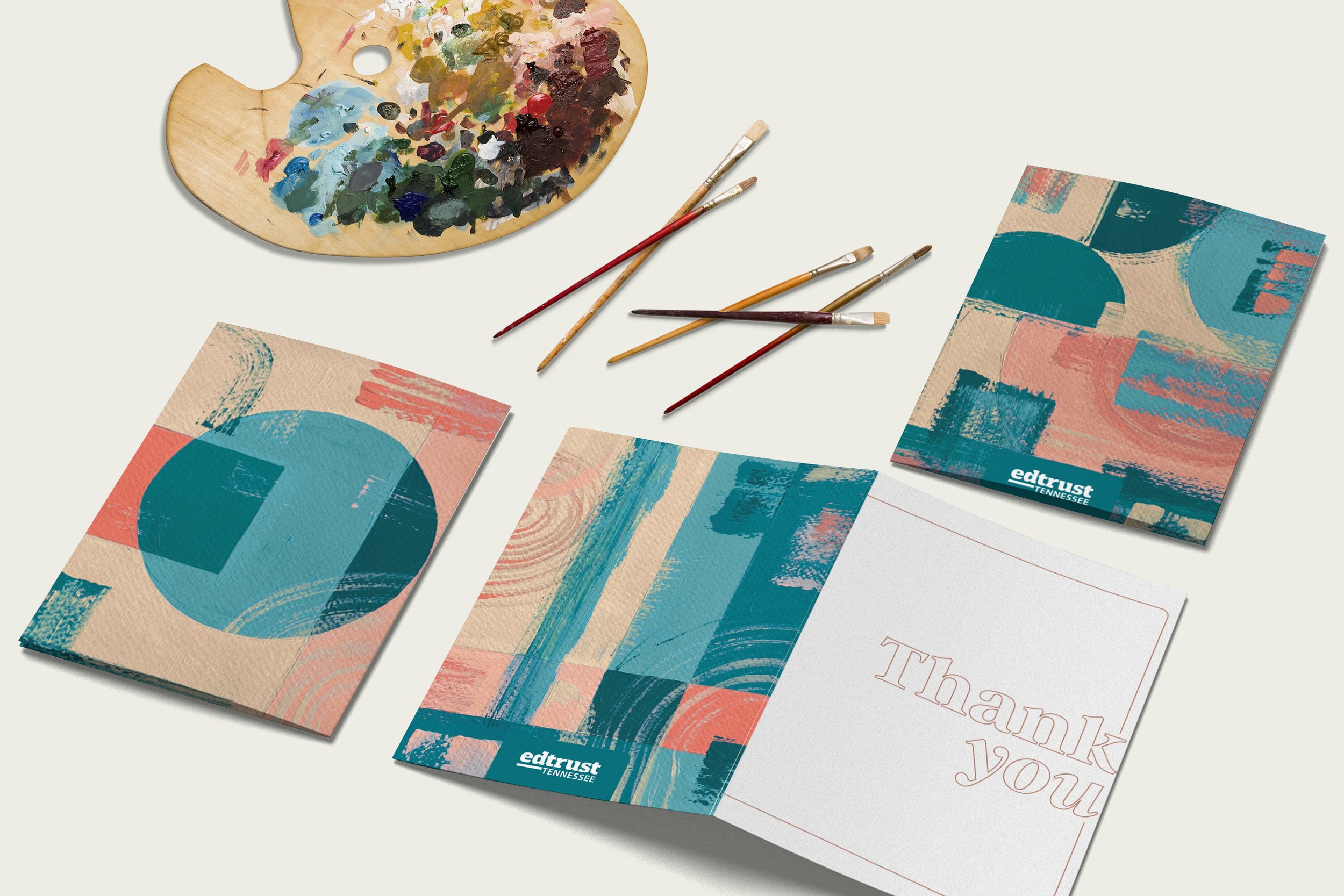 Thank you cards | Hand-painted on paper, then scanned and edited in InDesign