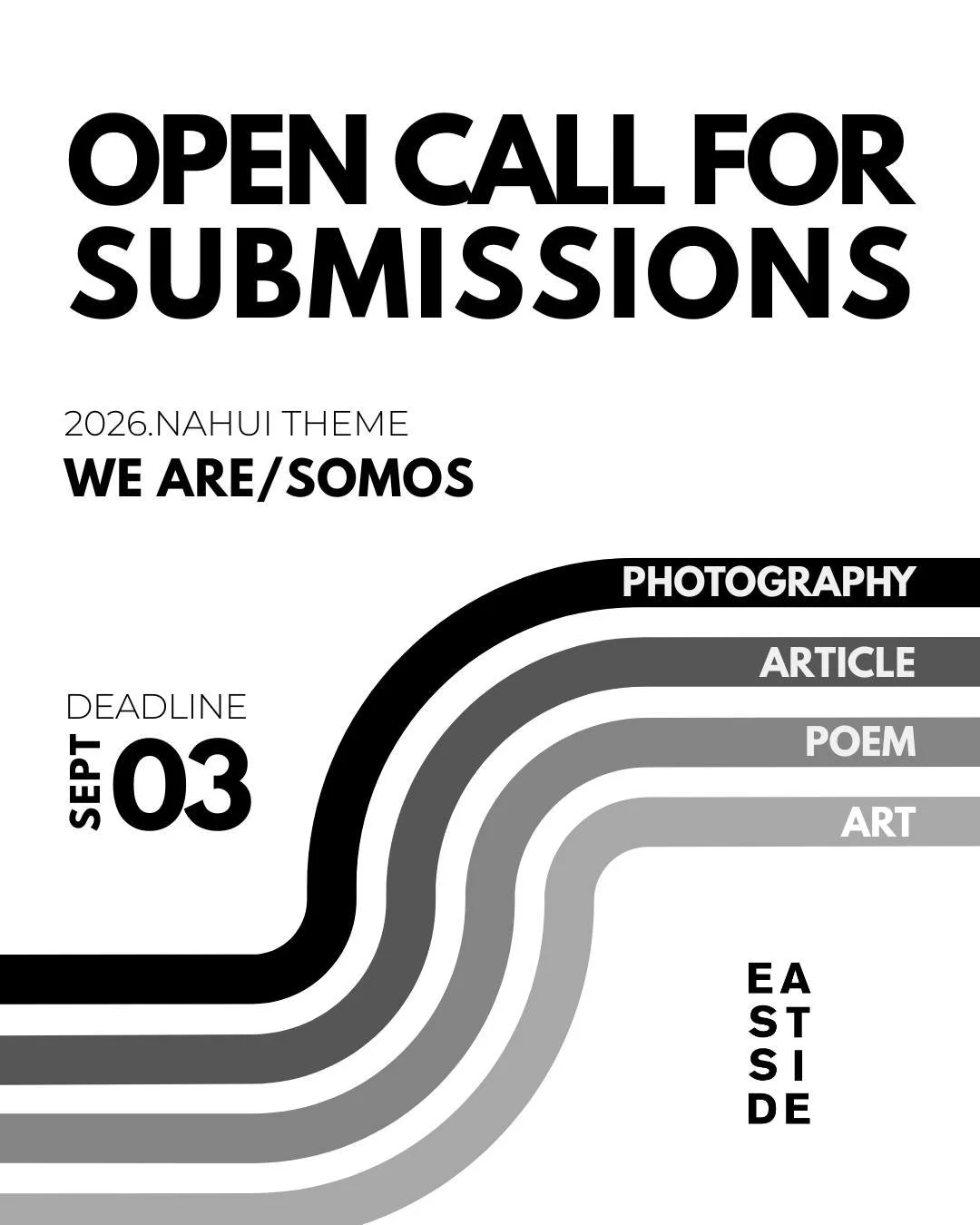 🗣️ One week left to submit.

En el Eastside, juntos nos levantamos. In the Eastside, we rise together &mdash; remembering our ancestors, golden hearts held gently in our hands, guiding us home. 🏡 Our souls illuminate with pride and loyalty as we ce