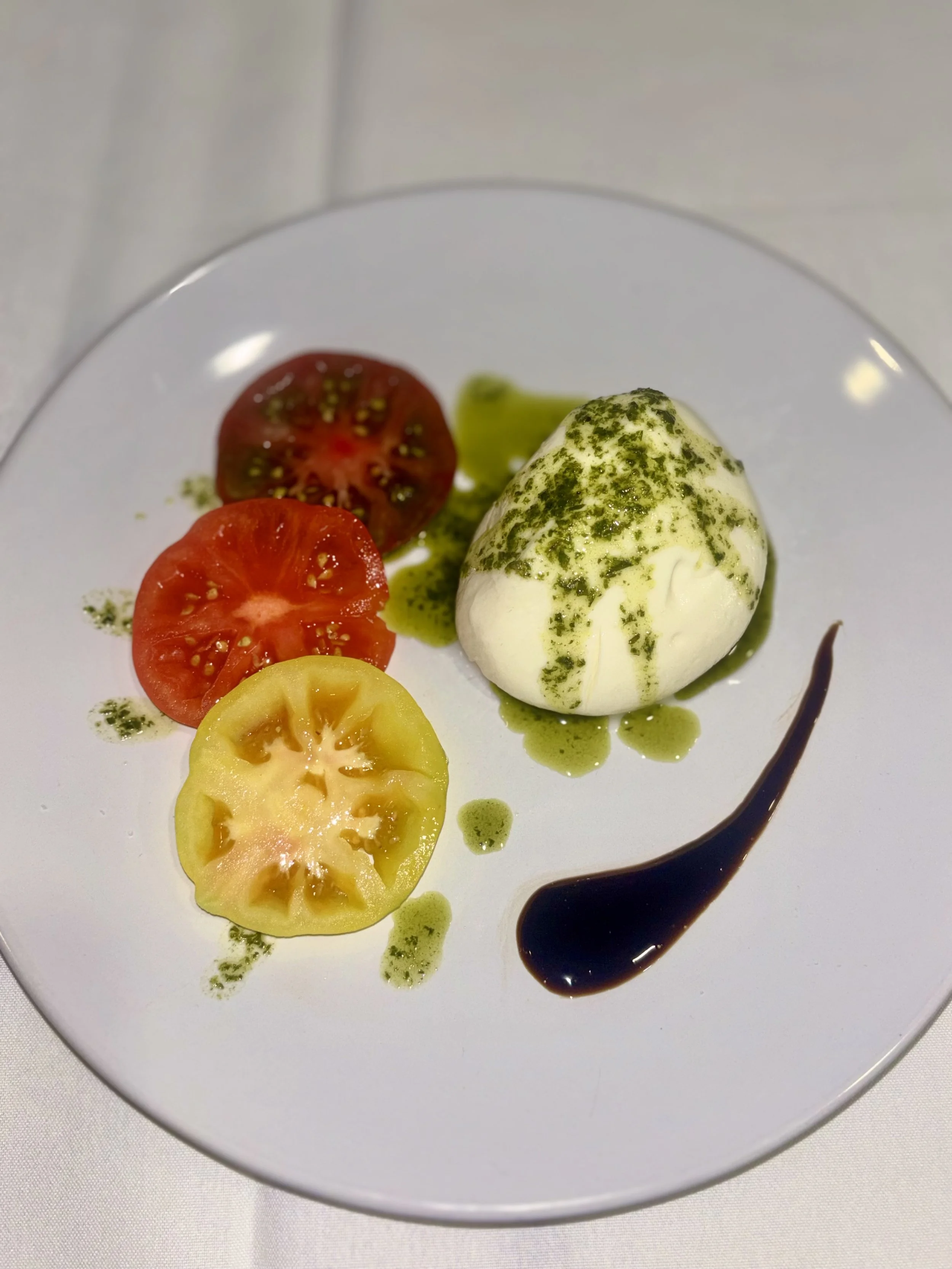Burrata with heirloom tomatoes