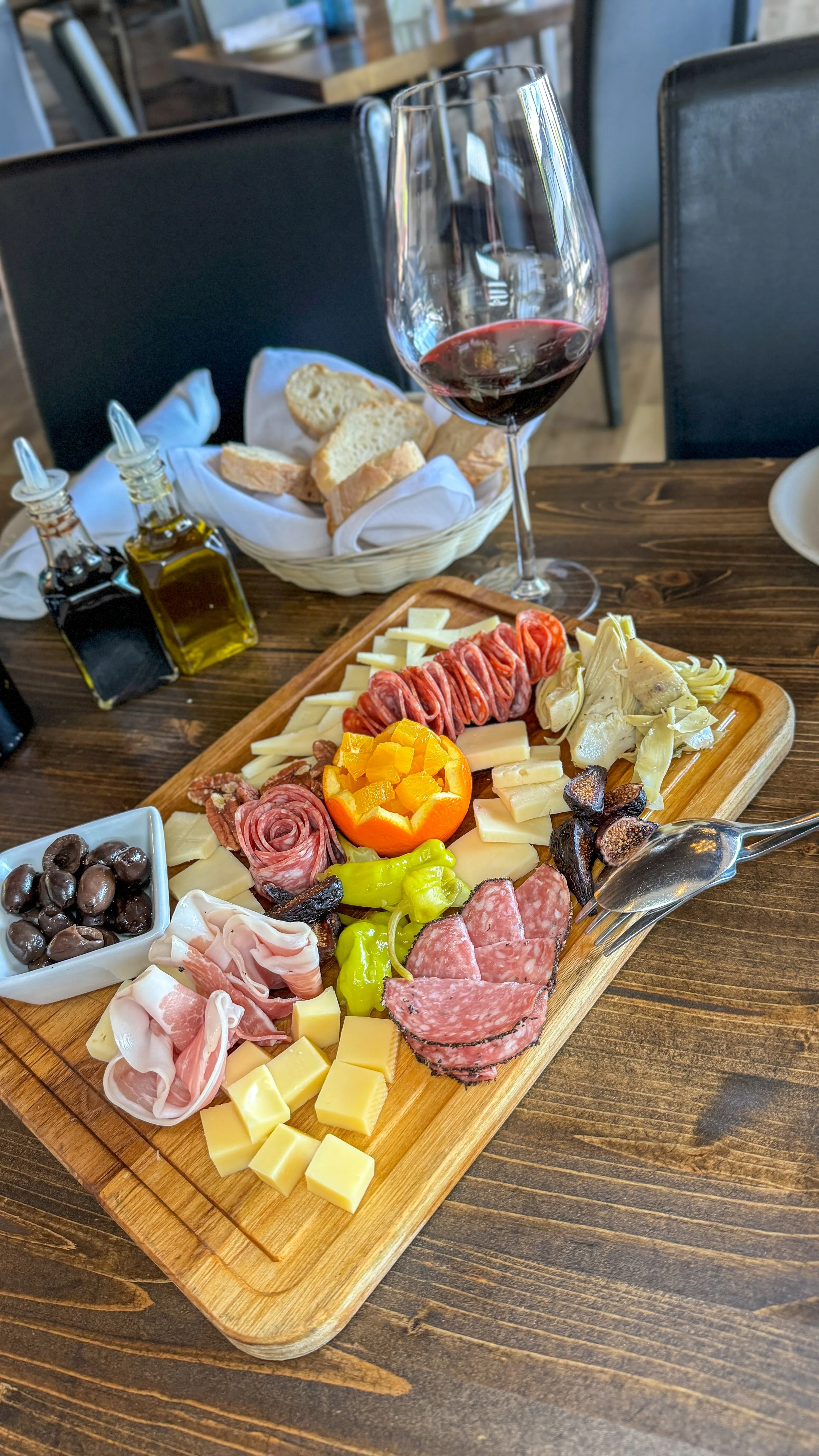 Charcuterie board with selected cheeses & meats