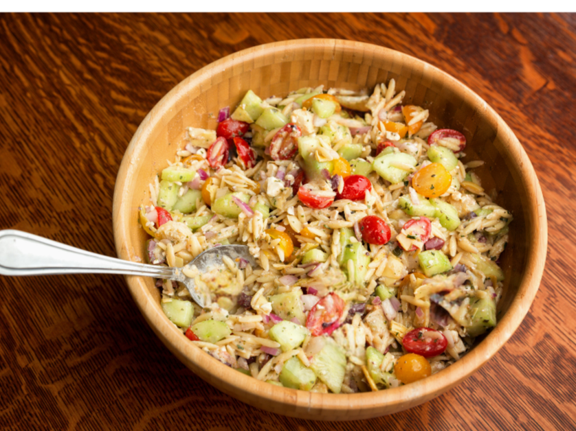 Greek Turkey Meatballs and Lemon Orzo Salad
