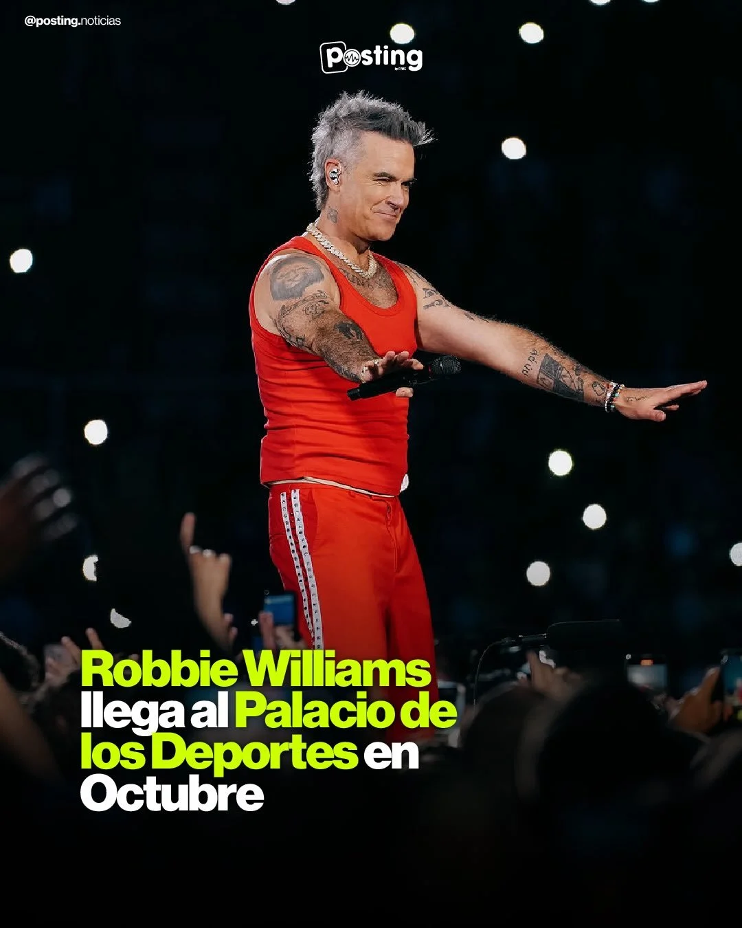 🎤 Robbie Williams llega al Palacio de los Deportes 🎤

Este 7 de octubre, Robbie Williams se presentar&aacute; en uno de los recintos m&aacute;s ic&oacute;nicos de la capital mexicana, listo para hacer vibrar a miles de fans 🔥

🗓️ 07 de octubre 20