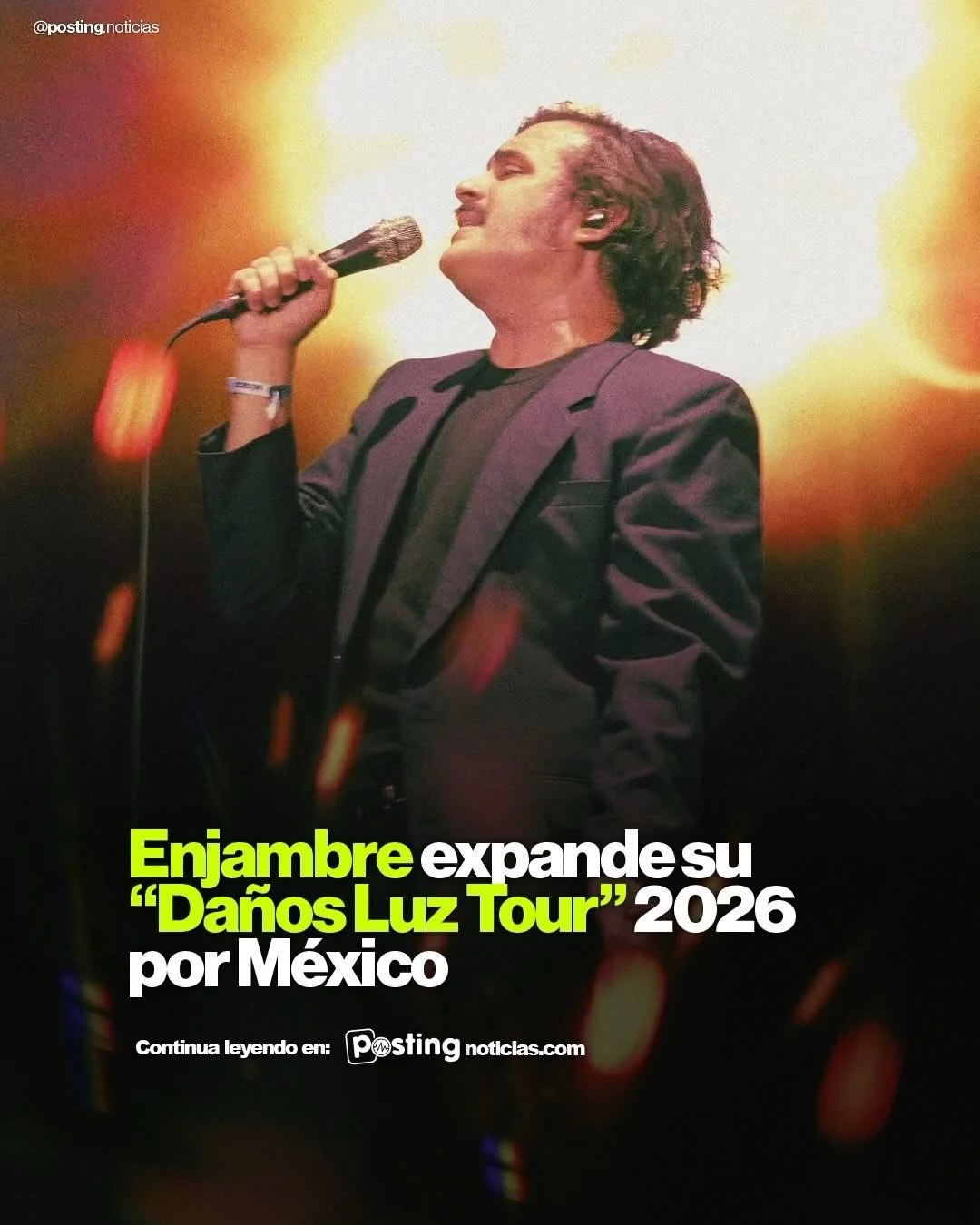 Enjambre expande su Da&ntilde;os Luz Tour 2026 por M&eacute;xico 🎸✨

La banda suma nuevas fechas y confirma uno de los regresos m&aacute;s esperados del rock nacional, llevando su nueva etapa a escenarios del norte, baj&iacute;o y occidente del pa&i