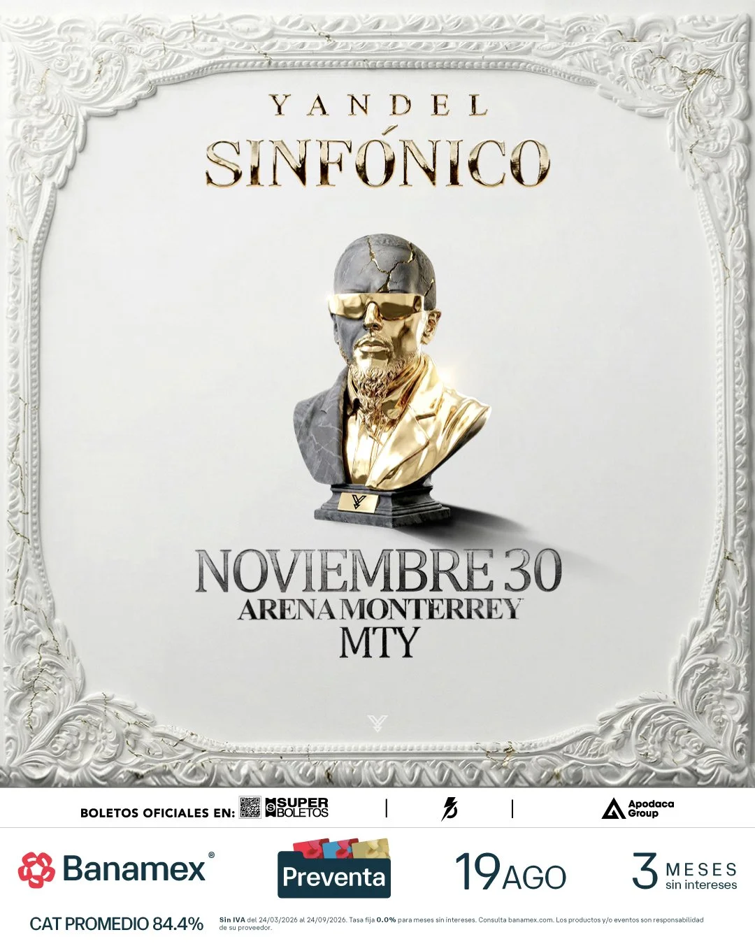 Flyer oficial de Yandel Sinfonico en la Arena Monterrey 2026