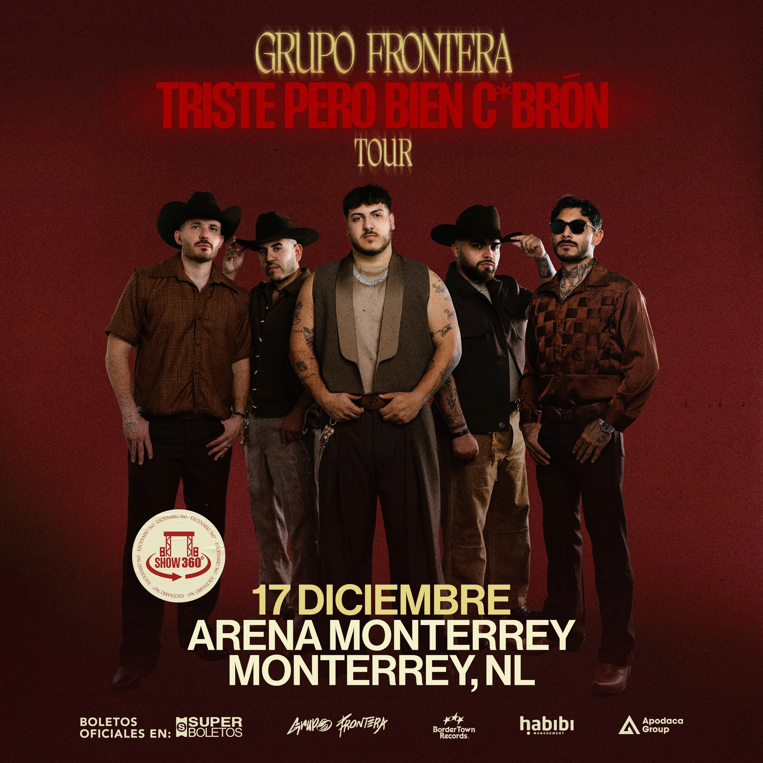 Flyer del próximo concierto de Grupo Frontera en la Arena Monterrey el 17 de diciembre