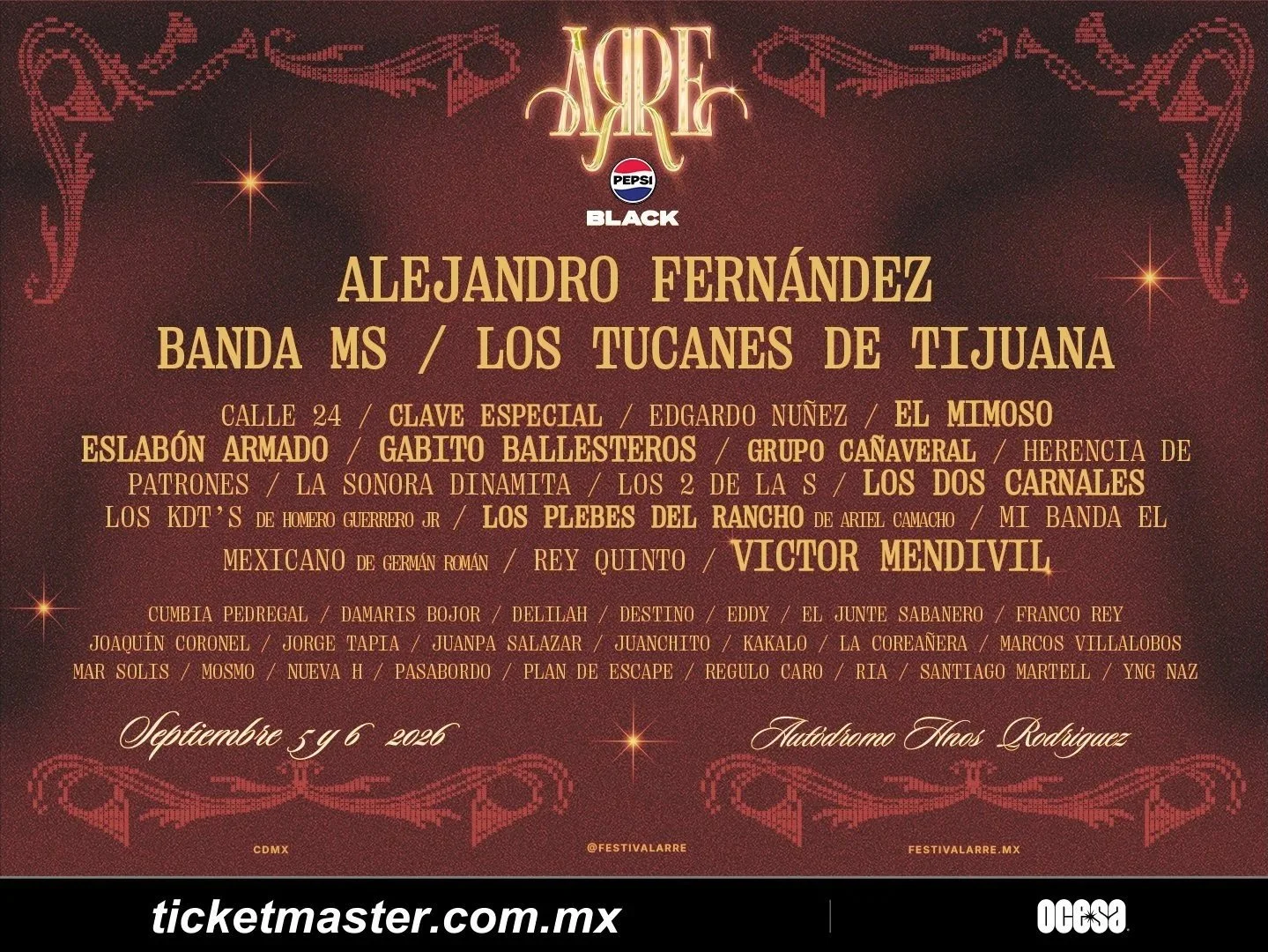 Cartel oficial de ARRE Pepsi Black 2026 en el Autódromo Hermanos Rodríguez