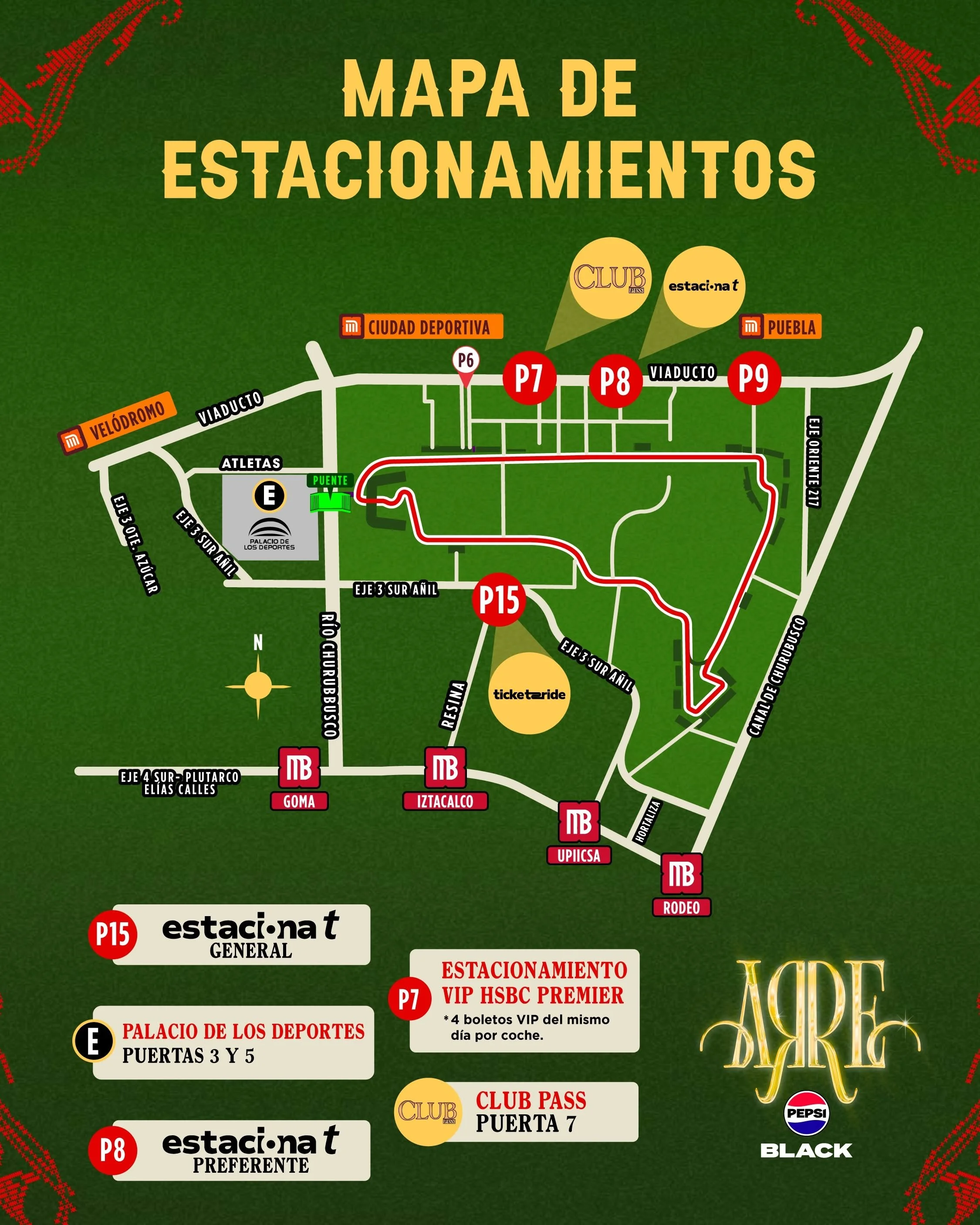Mapa de Estacionamientos y alrededores