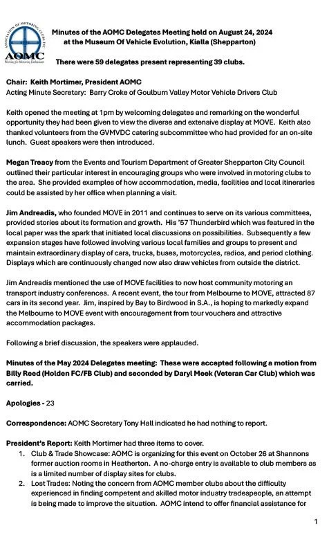 Minutes of the AOMC Delegates Meeting