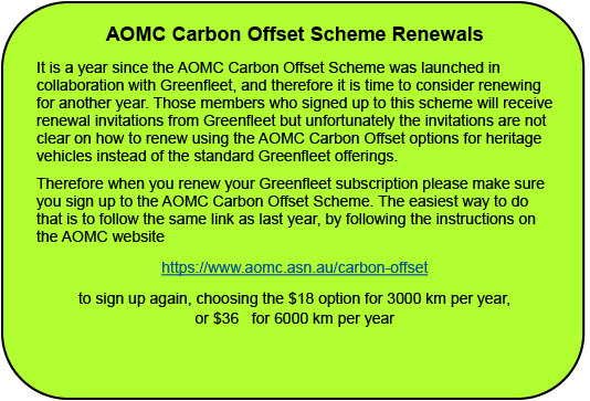 AOMC Carbon Offset Scheme Renewals