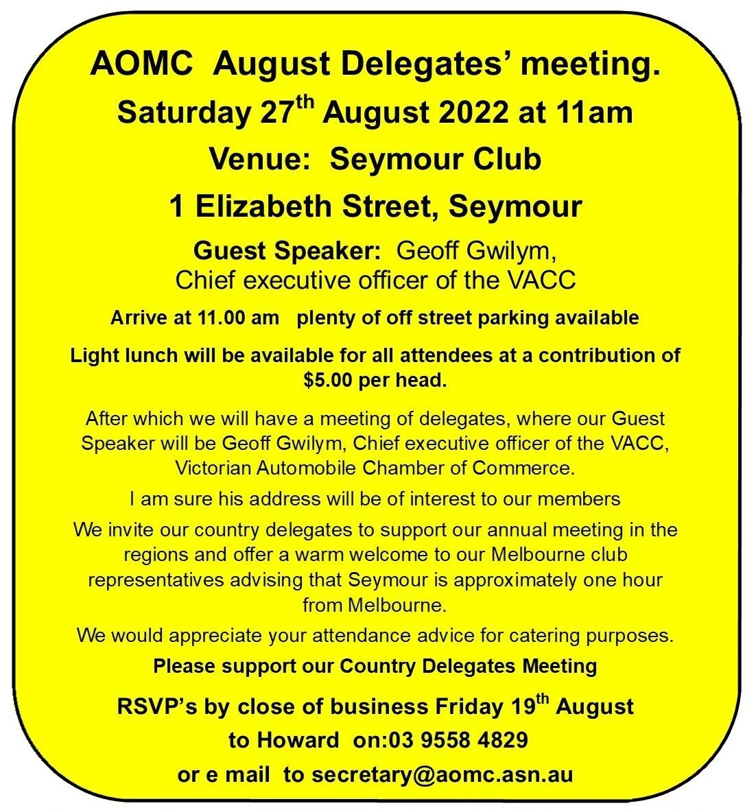AOMC Delegates Meeting Notice