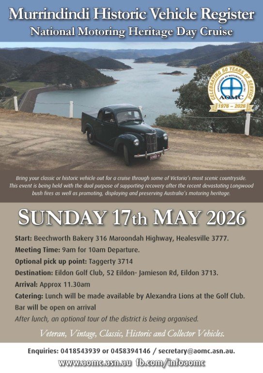 Murrindindi Historic Vehicle Register National Motoring Heritage Day Cruise