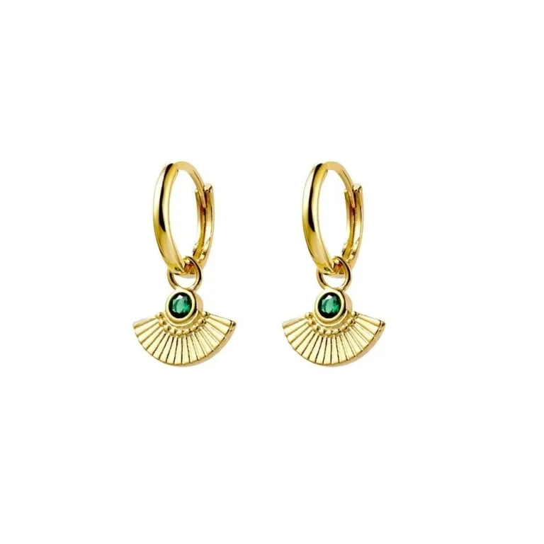 Mini Fan Charm Hoop Earrings