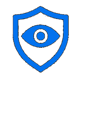 Blue shield with a stylized eye symbol in the center.