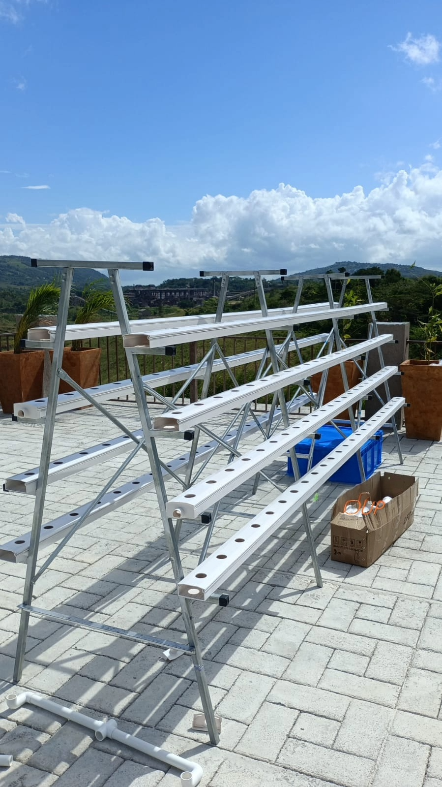 A-frame hydroponic system outdoors