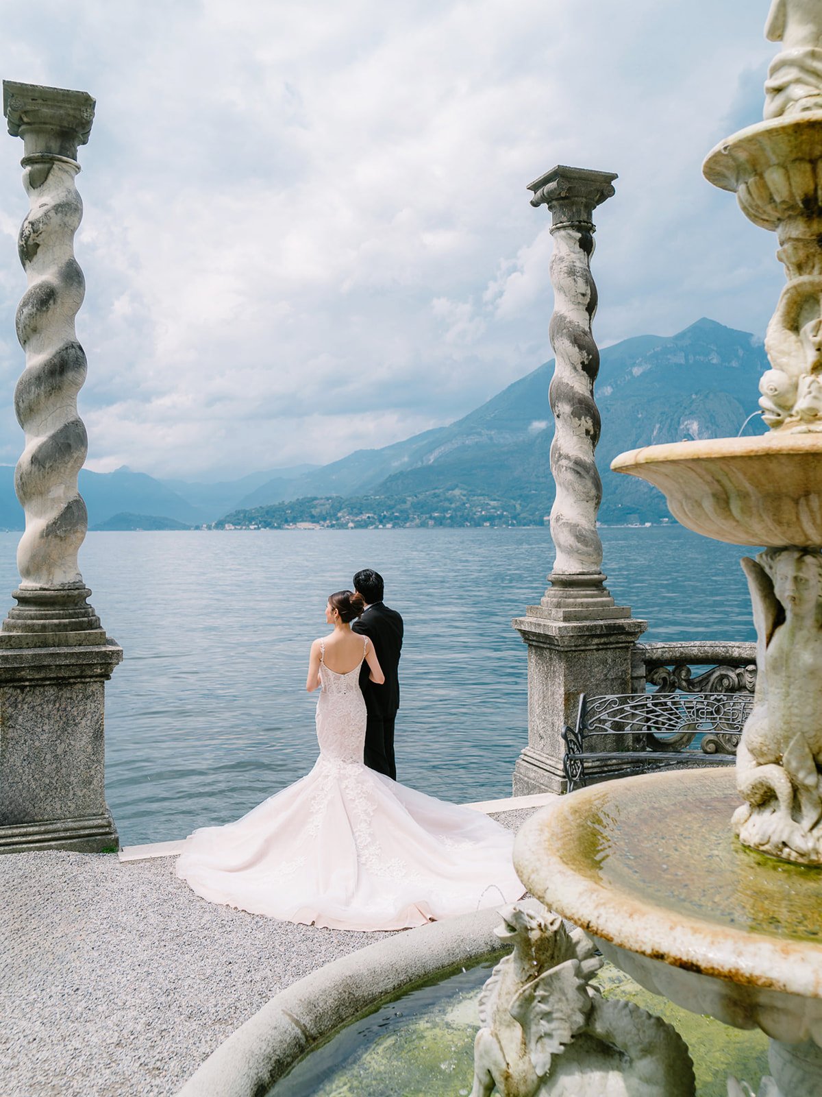 Elopement, pre-wedding shoot at Villa Monastero, Lake Como, Italy for asian couple.