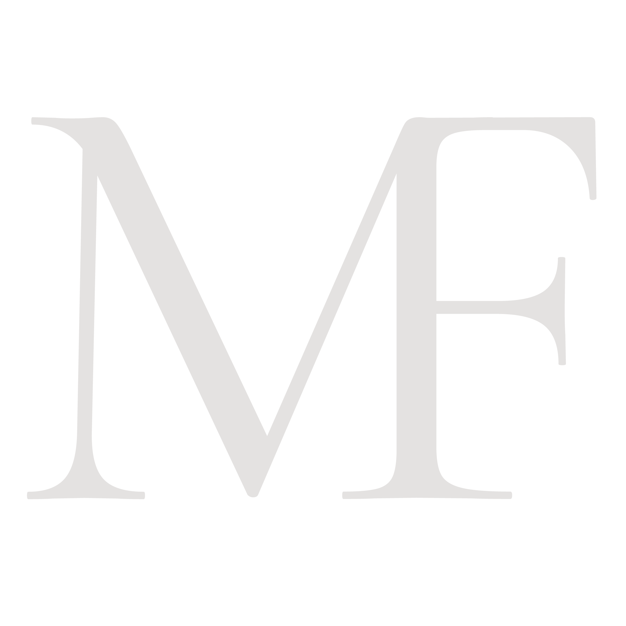 A large, stylized overlay of the letters 'ME' in gray on a black background.