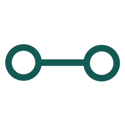 Graphic with two connected circles and a horizontal line between them